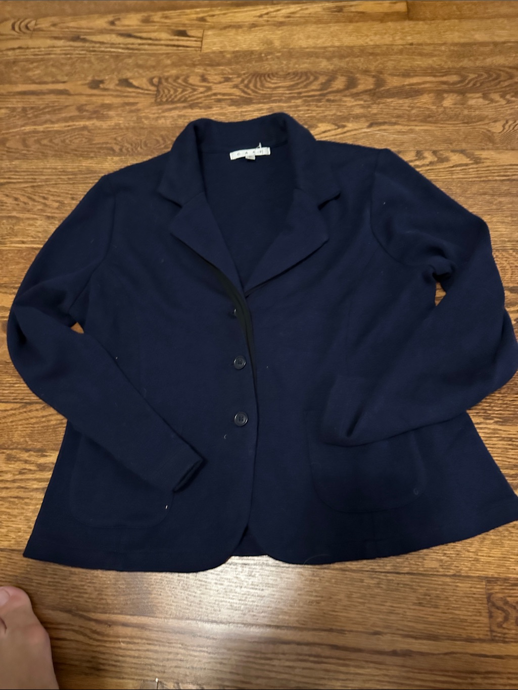 Cabi Navy Knit Three-Button Blazer